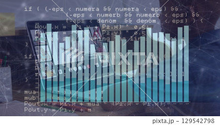 Image of data processing over diverse schoolchildren having image call Image of data processing over diverse schoolchildren having image call 129542798
