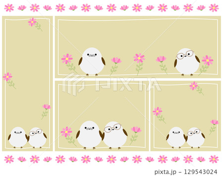 かわいいシマエナガと敬老の日の背景4種セット 129543024