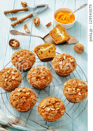 sweet potato muffins with streusel nut topping sweet potato muffins with streusel nut topping 129543079