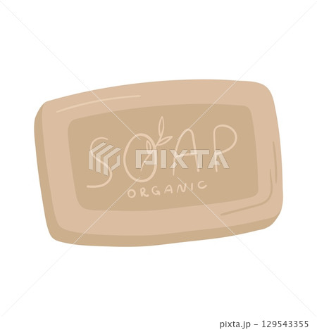 Handmade olive soap isolated on white background. Hand drawn vector illustration. 129543355