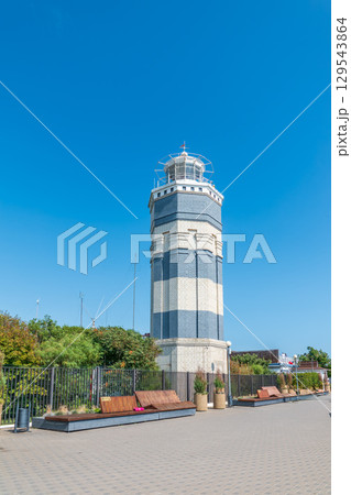 A lighthouse located in Anapa, Russia, on the shores of the Black Sea. A lighthouse located in Anapa, Russia, on the shores of the Black Sea. 129543864