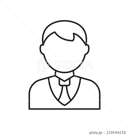 Business Professional Avatar Line Icon. Corporate Identity And Office Worker Outline Symbol. Employee Representation And Networking. Editable Stroke. Isolated Vector Illustration 129544238