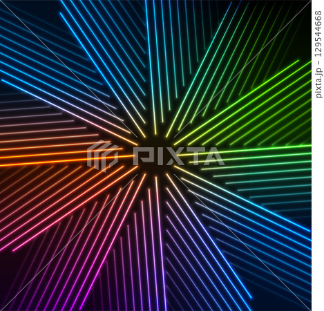 Colorful neon shiny rays abstract glowing background Colorful neon shiny rays abstract glowing background 129544668