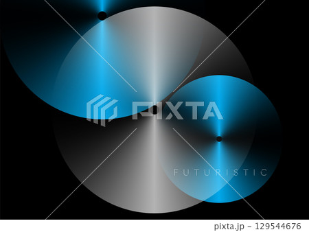 Blue and grey metallic glossy circles abstract minimal tech background Blue and grey metallic glossy circles abstract minimal tech background 129544676