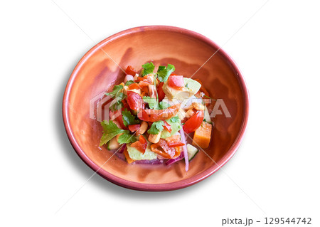 Ceviche spicy in bowl isolated on white 129544742