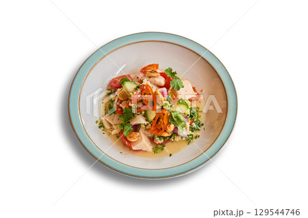 Ceviche tabouleh in bowl isolated on white 129544746