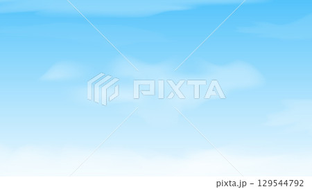 white cloud with abstract shape on blue sky background. landscape cartoon decoration 129544792