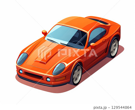 Isometric sport car in retro style. Isometric 3D illustration of a luxury fast car. Generated AI 129544864