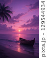 紫の夕暮れと船/Purple Sunset with Boat  129544934