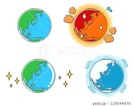 地球の温暖化と寒冷化（日本周辺）2　ベクター 129544970