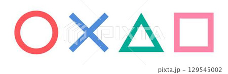 まるばつ三角四角のイラスト素材 まるばつ三角四角のイラスト素材 129545002