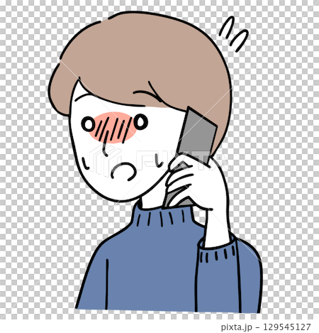 A man making a phone call while feeling nervous 129545127