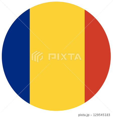 Flag of Romania isolated in circle. 129545183