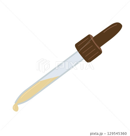 Pipette with essential oil on the white background. Skin care flat vector illustration Pipette with essential oil on the white background. Skin care flat vector illustration 129545360