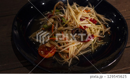 Thai Style Papaya Salad With Crab, Background for advertising and wallpaper in culture and food scene. 129545625
