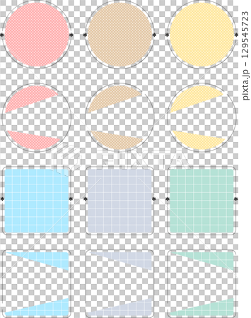 フェミニンな丸と四角の途切れ線フレームセット・カラフル 129545723