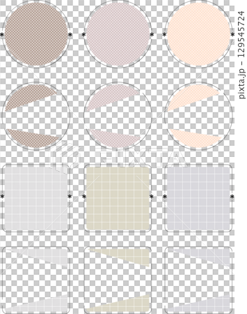 フェミニンな丸と四角の途切れ線フレームセット・ウォームグレー 129545724