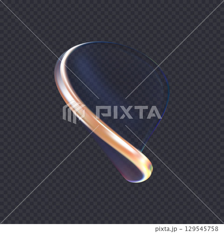 3d transparent glossy twist round shape with dispersion effect. Rainbow colors reflection glass. Vector illustration. 129545758