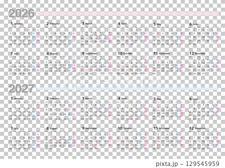 2026-2027年 年間カレンダー 月曜始まり 2026-2027年 年間カレンダー 月曜始まり 129545959