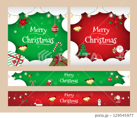 Set of Merry Christmas and Happy New Year background for covers, invitations, posters, banners and flyers design for branding and other winter events. 129545977