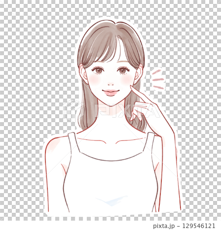 Watercolor and hand-drawn illustration material of women and girls 129546121