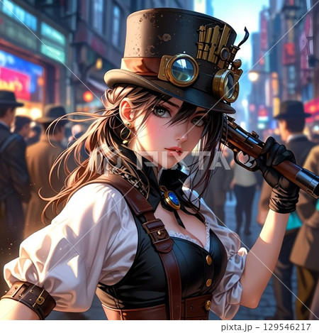 スチームパンク女子と拳銃 129546217
