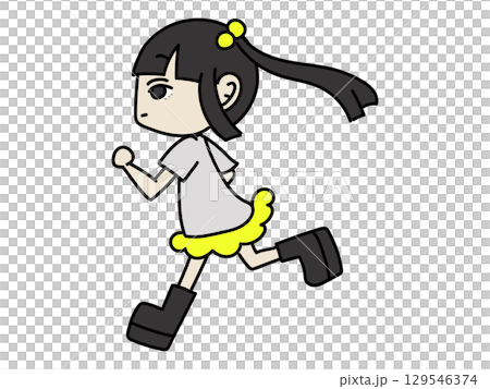 走るツインテールの地雷系女子 走るツインテールの地雷系女子 129546374