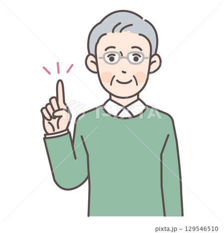 指差しするシニア男性 129546510