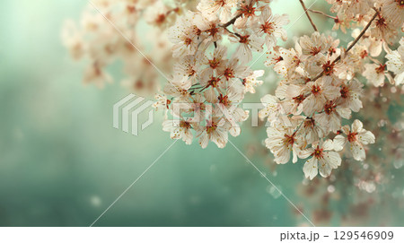 春の桜の花びらが舞う美しい背景イメージ 春の桜の花びらが舞う美しい背景イメージ 129546909