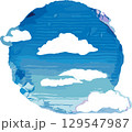 ベクター素材の円形にくり抜いた青空のカットイラスト 129547987
