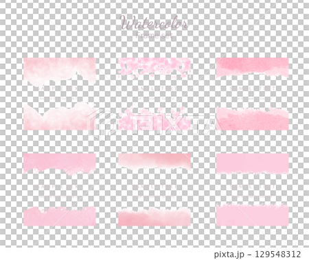 Watercolor texture frame set pastel color pink Watercolor texture frame set pastel color pink 129548312