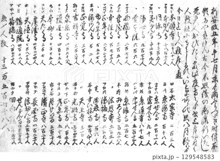 江戸時代の瓦版　安政5年（1858年）7月　コレラの大流行による死者数を報じた記事 129548583