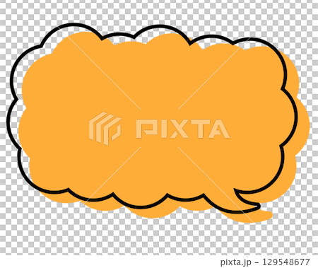 A simple speech bubble with misaligned lines, a long, thin cloud shape 129548677