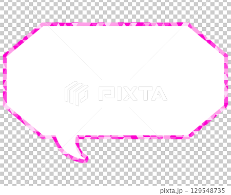 Stained glass style speech bubble, triangular pattern, elongated octagon Stained glass style speech bubble, triangular pattern, elongated octagon 129548735