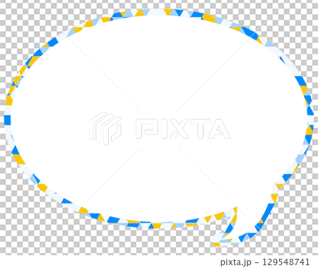 Stained glass style speech bubble, triangular pattern, round shape 129548741