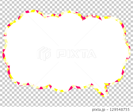 Stained glass style speech bubble, triangular pattern, elongated cloud shape 129548755