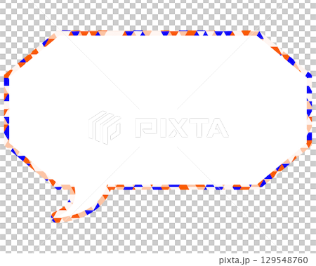 Stained glass style speech bubble, triangular pattern, elongated octagon Stained glass style speech bubble, triangular pattern, elongated octagon 129548760
