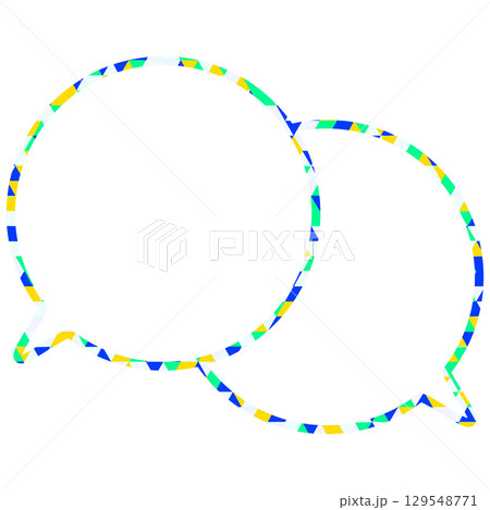 ステンドグラス風吹き出し　三角形模様　重なる会話 129548771