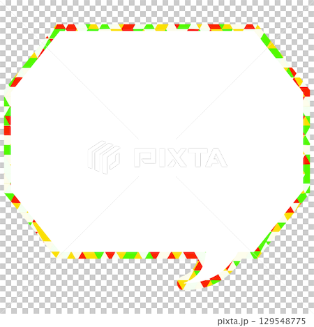 Stained glass style speech bubble, triangular pattern, octagonal shape with corners 129548775
