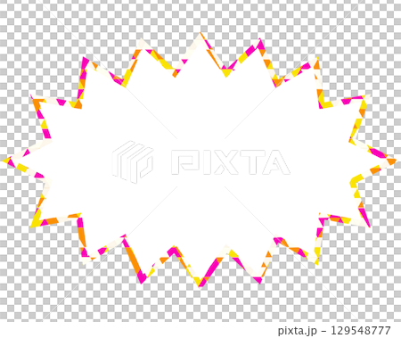彩色玻璃風格的對話泡泡，三角形圖案，細長的鋸齒狀 129548777