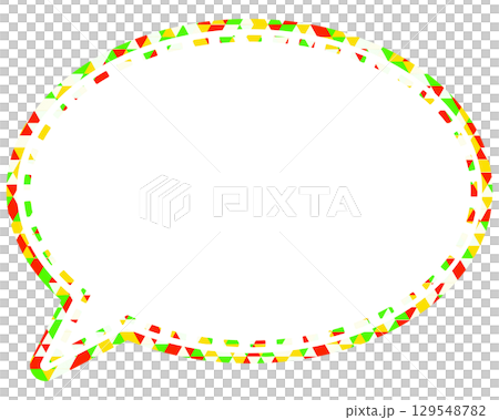 Stained glass style speech bubble, triangular pattern, round shape 129548782