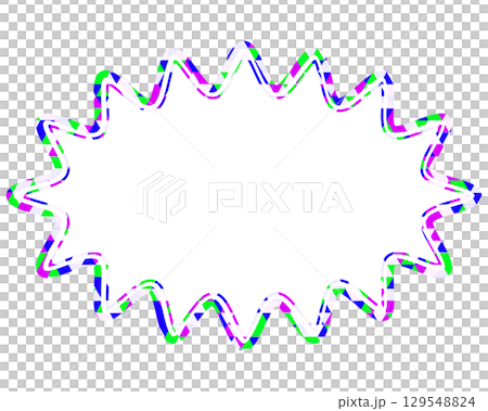 Stained glass style speech bubble, triangular pattern, elongated rounded jagged shape Stained glass style speech bubble, triangular pattern, elongated rounded jagged shape 129548824