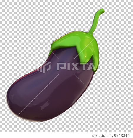 Realistic 3D Eggplant Isolated with Transparent Background 129548844