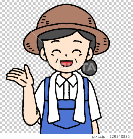 農家の女性が案内をしている 129548886