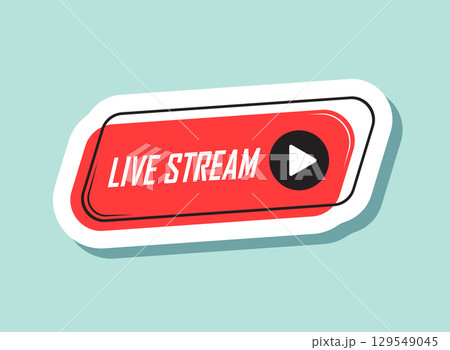 Live stream button sticker icon in flat style. Webinar vector illustration on isolated background. Streaming sign business concept. Live stream button sticker icon in flat style. Webinar vector illustration on isolated background. Streaming sign business concept. 129549045