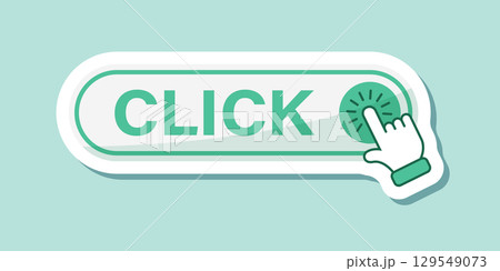 Click here banner sticker icon in flat style. Ecommerce vector illustration on isolated background. Shopping button sign business concept. Click here banner sticker icon in flat style. Ecommerce vector illustration on isolated background. Shopping button sign business concept. 129549073