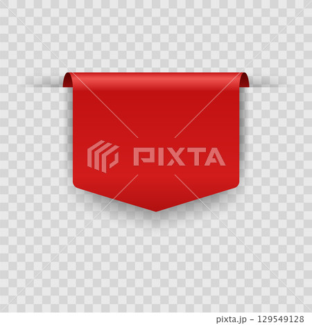 Corner or ribbons icon. Product red banner, price shopping tag. Promotion sale badge, special offer sticker. Discount and price offer concept. Vector sticker blank template Corner or ribbons icon. Product red banner, price shopping tag. Promotion sale badge, special offer sticker. Discount and price offer concept. Vector sticker blank template 129549128