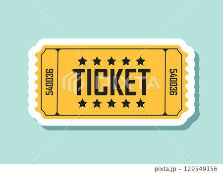 Ticket sticker icon in flat style. Coupon vector illustration on isolated background. Voucher sign business concept. 129549156