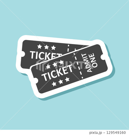 Ticket sticker icon in flat style. Coupon vector illustration on isolated background. Voucher sign business concept. 129549160