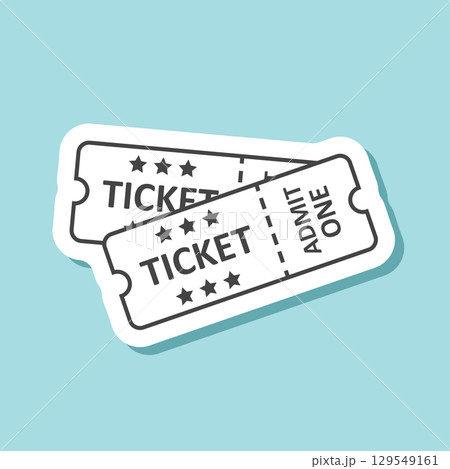 Ticket sticker icon in flat style. Coupon vector illustration on isolated background. Voucher sign business concept. 129549161